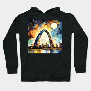 St. Louis Arch Under  Cubist Night Sky Hoodie